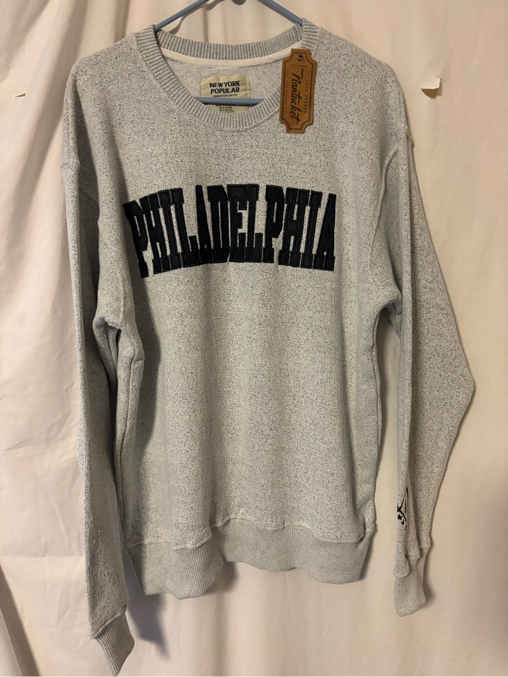 New York Popular Men’s Gray Philadelphia Crewneck Sweatshirt